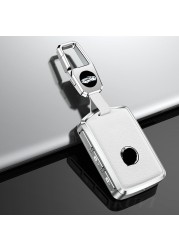 حافظة مفتاح السيارة عن بعد مصنوعة من الجلد ومزودة بسبائك على شكل مفتاح السيارة غطاء علبة مفتاح السيارة لسيارات فولفو XC40 XC90 XC70 S60 S80 S90 C30 V70 V90 ملحقات