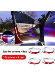 LED Car Door Welcome Light Safety Warning Streamer Lamp Strip 120cm Waterproof Auto Decorative Ambient Lights