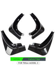 Mudguards For Tesla Model 3 2021 2022 Accessories Rear Wheel Fenders Mudguards Carbon Fiber ABS No Drilling Needed