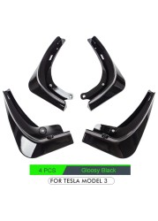 Mudguards For Tesla Model 3 2021 2022 Accessories Rear Wheel Fenders Mudguards Carbon Fiber ABS No Drilling Needed