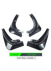 Mudguards For Tesla Model 3 2021 2022 Accessories Rear Wheel Fenders Mudguards Carbon Fiber ABS No Drilling Needed