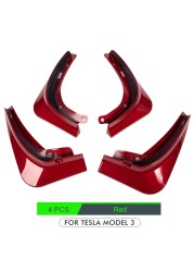 Mudguards For Tesla Model 3 2021 2022 Accessories Rear Wheel Fenders Mudguards Carbon Fiber ABS No Drilling Needed