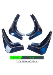 Mudguards For Tesla Model 3 2021 2022 Accessories Rear Wheel Fenders Mudguards Carbon Fiber ABS No Drilling Needed