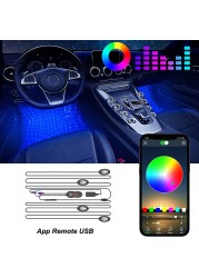 NLpearl RGB Galaxy LED Car Ambient Interior Light Usb Cigarette With App Remote Control Auto Foot Atmosphere Decorative Lamp