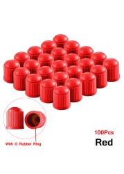 100 pcs Wheel Tire Valve Covers, Universal With O-Ring Rubber Rings For Cars, , Motorcycles, Trucks,SUVs, Bicycles and Bicycles