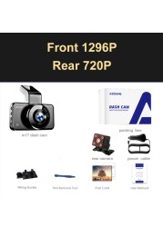 Azdomm17 Car DVR Dashcam Video Recorder 1296P HD Night Vision ADAS Dash Cam Car Wifi DVR Dual Lens 24H Parking Monitor Cam