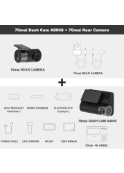70mai A800S 4K Car DVR GPS ADAS 70mai 4K Dash Cam A800S 24H Parking Monitior 140FOV Support Dual View Rear Camera