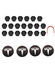 Tesla Model 3S X Wheel Center Caps Hub Caps Screw Cap Kit Decorative Tire Cap Modification Accessories Tesla Car Emblem Badge