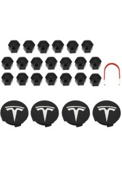 Tesla Model 3S X Wheel Center Caps Hub Caps Screw Cap Kit Decorative Tire Cap Modification Accessories Tesla Car Emblem Badge