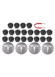 Tesla Model 3S X Wheel Center Caps Hub Caps Screw Cap Kit Decorative Tire Cap Modification Accessories Tesla Car Emblem Badge