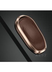 Alloy Leather Car Remote Key Case Fob For Tesla Model 3 Model S Model Y Smart Key Bag Holder Protected Shell Accessories