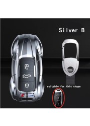 Zinc Alloy Car Key Cover With Boutique Metal Leather Keychain For Audi A6 A4 A3 Q2 Q3 Q5 Q7 A7 A8 Car Key Shell Protector