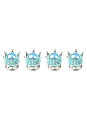 4pcs Car Wheel Air Valve Cover Tire Rhinestone Crown Pattern Brass Core Auto Truck Tire Rim Stem Dust Cover Air Universal Accessories