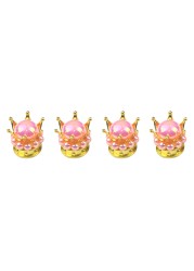 4pcs Car Wheel Air Valve Cover Tire Rhinestone Crown Pattern Brass Core Auto Truck Tire Rim Stem Dust Cover Air Universal Accessories