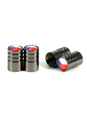 DSYCAR 4Pcs/Set Car Styling Alloy Material National Flag Pattern Style Car Tire Valve Caps Wheel Tires Tire Stem Air Cap