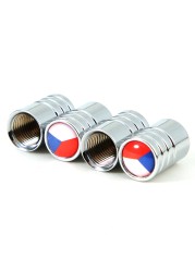 DSYCAR 4Pcs/Set Car Styling Alloy Material National Flag Pattern Style Car Tire Valve Caps Wheel Tires Tire Stem Air Cap