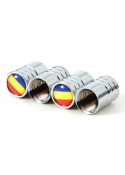 DSYCAR 4Pcs/Set Car Styling Alloy Material National Flag Pattern Style Car Tire Valve Caps Wheel Tires Tire Stem Air Cap