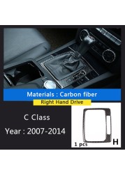 Carbon Fiber For Mercedes-Benz C Class W204 Car Interior Gear Shift Air Conditioning CD Reading Panel Light Cover Trim Car Stickers