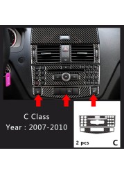 Carbon Fiber For Mercedes-Benz C Class W204 Car Interior Gear Shift Air Conditioning CD Reading Panel Light Cover Trim Car Stickers