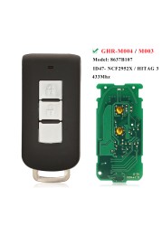 jingyuqin Smart Remote Key Fob 2BTN 433MHz ID46 ID47 For Mitsubishi Lancer Outlander ASX G8D-644M-KEY-E/Montero L200 GHR-M004