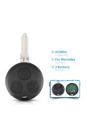 KEYYOU 3 Buttons Car Remote Key For Mercedes Benz Smart Fortwo 451 2007 2008 2009 2010 2011 2012 2013 433Mhz ID46