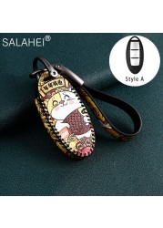 Leather Car Key Case For Infiniti Q50 QX60 Nissan Qashqai Juke J10 J11 X-Trail T32 T31 Kicks Tiida Pathfinder Note Design