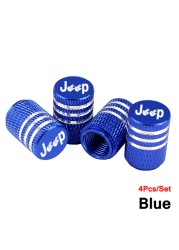 AUTCOAT 4pcs/set Jeep Logo Tire Stem Valve Caps Aluminum Car Dust Caps Tire Wheel Stem Air Valve Caps