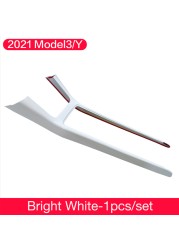 Matte White Carbon Fiber Central Control Decorative Strip For Tesla Model 3 Decorative Panel Cover Protective Patch Model Y 2021