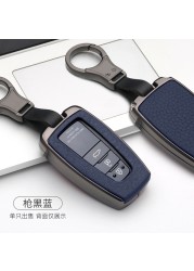 2 34 Button Galvanized Alloy Leather Car Key Case Shell For Toyota CHR C-HR Prado Camry Avalon Prius Corolla RAV4 Keychain