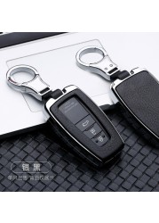 2 34 Button Galvanized Alloy Leather Car Key Case Shell For Toyota CHR C-HR Prado Camry Avalon Prius Corolla RAV4 Keychain