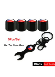 DSYCAR 5pcs/set National Flag Pattern Anti-theft Car Tire Wheel Valve Caps With Wrench Keychain Alloy Car Tire Valve Caps