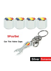 DSYCAR 5pcs/set National Flag Pattern Anti-theft Car Tire Wheel Valve Caps With Wrench Keychain Alloy Car Tire Valve Caps