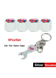 DSYCAR 5pcs/set National Flag Pattern Anti-theft Car Tire Wheel Valve Caps With Wrench Keychain Alloy Car Tire Valve Caps