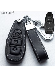 Leather Car Key Case Car Key Cover Ford Fiesta Focus 3 4 ST Mondeo Ecosport Kuga Ranger C-Max S-Max