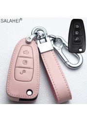 Leather Car Key Case Car Key Cover Ford Fiesta Focus 3 4 ST Mondeo Ecosport Kuga Ranger C-Max S-Max