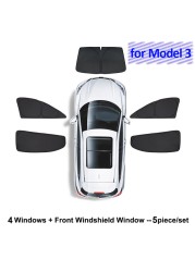 Sunshade For Tesla Model 3 2022 Car Accessories Side Window Sun Shade Privacy Louver Blinds Shade Net Rear Windshield