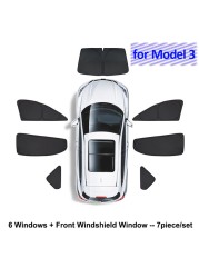 Sunshade For Tesla Model 3 2022 Car Accessories Side Window Sun Shade Privacy Louver Blinds Shade Net Rear Windshield