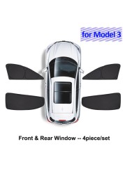 Sunshade For Tesla Model 3 2022 Car Accessories Side Window Sun Shade Privacy Louver Blinds Shade Net Rear Windshield