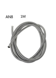 1/3 Meter AN4 AN6 AN8 AN10 Stainless Steel Braided Brake Oil Gas Fuel Line Hose Silver/Black Color New