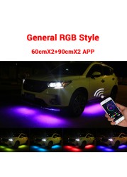 LED Car Underwater Lights Remote/APP Control Chassis Neon Lights RGB Flexible Strips Atmosphere Lamp Underwater System