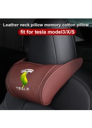 For Tesla Model 3S X 2022 Car Seat Headrest Neck Seat Cushion PU Leather Head Support Headrest Head Cushion For Tesla Model 3