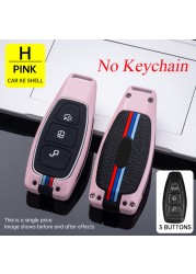 1x Zinc Alloy Car Key Cover For Ford Transit Custom Mondeo Fiesta Kuga ST Line MK3 Focus 3 Station Wagon Ecosport 3 Button Key