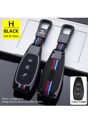 1x Zinc Alloy Car Key Cover For Ford Transit Custom Mondeo Fiesta Kuga ST Line MK3 Focus 3 Station Wagon Ecosport 3 Button Key