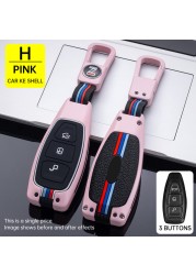 1x Zinc Alloy Car Key Cover For Ford Transit Custom Mondeo Fiesta Kuga ST Line MK3 Focus 3 Station Wagon Ecosport 3 Button Key