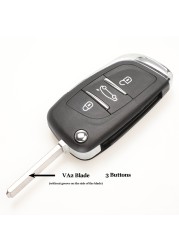 jingyuqin CE0523 Modified Flip Key Shell For Citroen C2 C4 C5 Berlingo Xsara Picasso Peugeot 306 407 807 Partner VA2/HU83 2/3BTN