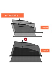 Side Window Sunshade For Tesla Model 3/Y Sunshade Car Curtain Heat Insulation Mesh Sun Visor Summer Protection Accessories