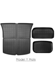 Full sets plain TPE rubber trunk frank mat for Model Y Tesla Model 3 2021-2022 2018-2020 cargo liners cargo tray car boot mats