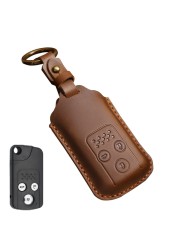 Luxury Leather Car Key Case Cover Fob Protector Key Chain Holder For Honda Odyssey Accord Crosstour Accessories Remote Keyring