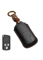 Luxury Leather Car Key Case Cover Fob Protector Key Chain Holder For Honda Odyssey Accord Crosstour Accessories Remote Keyring