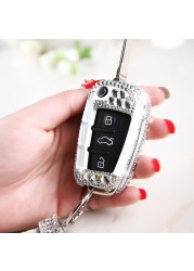 Luxury Diamond Crystal Styling Car Key Case Cover For Audi A1 A3 A4 A5 Q7 A6 C5 C6 Auto Remote Control Holder Shell Keychain Accessories